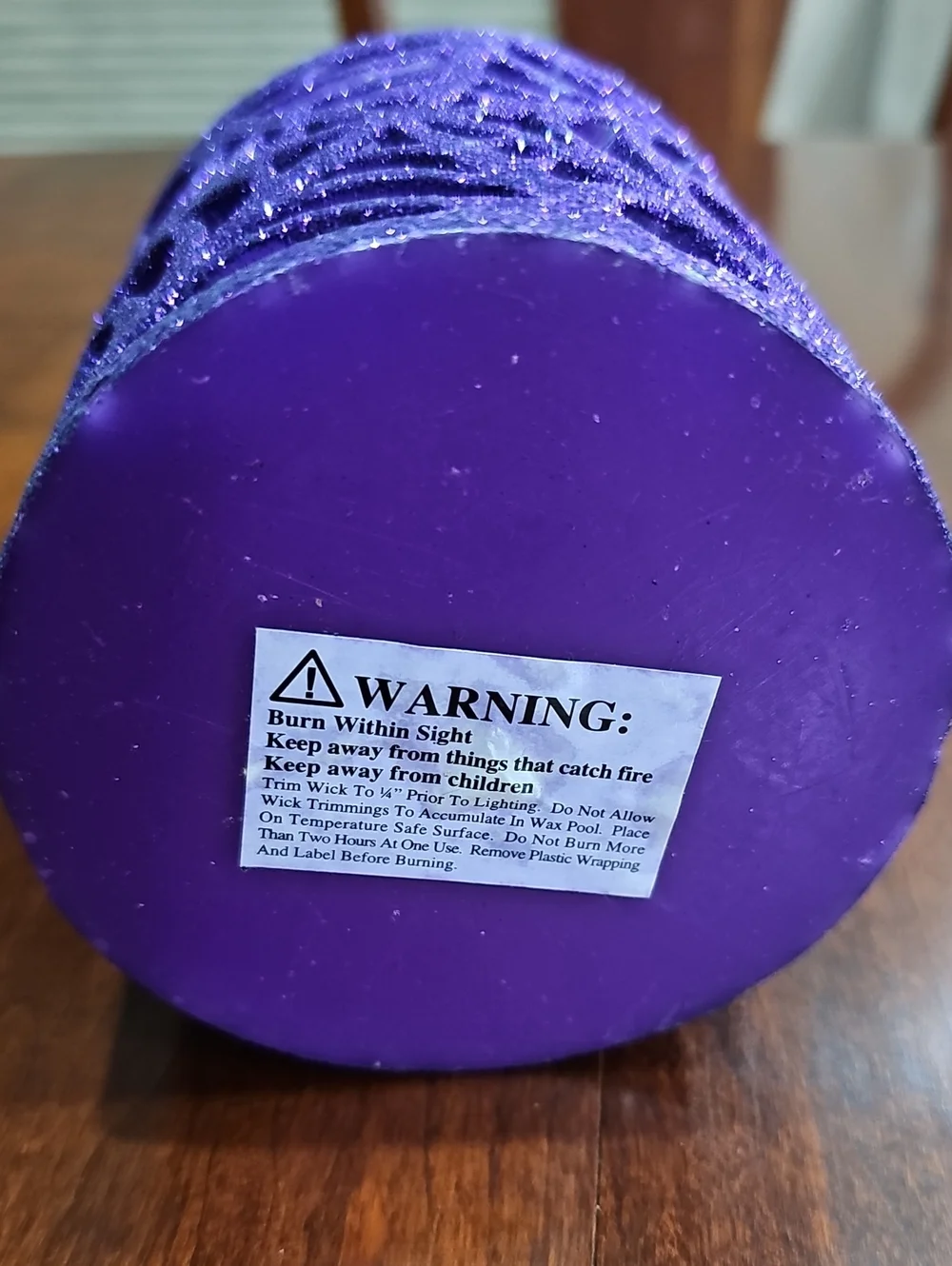 Purple Glitter Spider Cutout Decorative Candle
